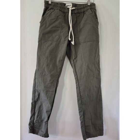 Pact Pants - Pact Organic Cotton Stretch Pants Women's M Olive Drawstring Utility Sustainable